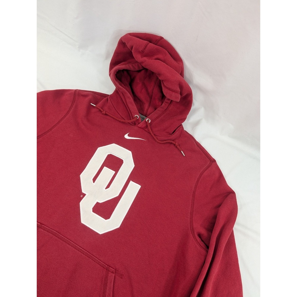 Heavyweight Nike Team Oklahoma Sooners Center Check Swoosh Hoodie Red Size L